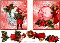 2 Vintage Children Christmas Toppers