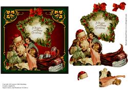 Vintage Santa Clause and Kids Card Topper