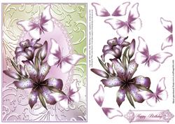 Lily Flutters in a Purple and Green Shimmer Frame