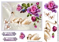 Wedding/anniversary Card Topper with Swans
