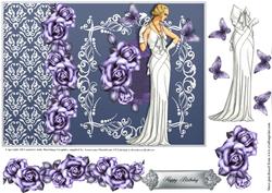 Art Deco Style Blue Rose Lady
