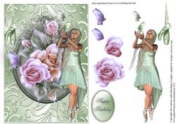 Beautiful Mint Green Ballerina in a Shimmering Swirl Frame