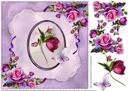 Beautiful Floral and Flutter on Lilac Card Topper