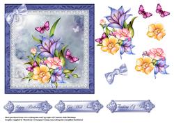 Gorgeous Flowers in Dusky Blue Frame Topper