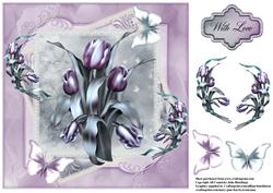Beautiful Tulips in Dusky Purple and Green 8x8