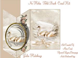 Cut and Fold Swans in Cream No Holes Mini Kit