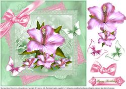 Stunning Pink Hibiscus 8x8 Card Topper