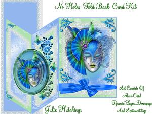 Blue and Green Masque No Holes Cut and Fold