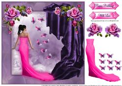 Hot Pink Beauty with Flora and Flutters 8x8