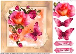 Peach and Pink Rose 8x8 Topper