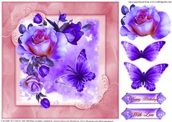 Purple and Pink Roses 8x8 Topper