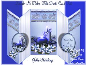 Christmas Candles and Poinsettia Blue No Holes Fold Card Kit