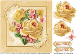 Vintage Lemon Roses 8x8 Card Topper