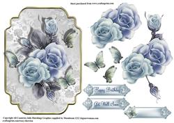 Pastel Blue Roses Shaped Topper