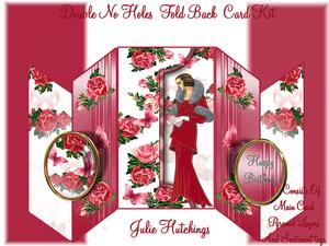 Art Deco Lady Red Rose Double No Holes Fold Mini Kit