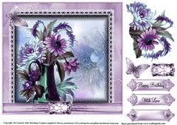 Vintage Vase of Flowers Card Topper