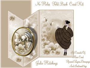 Art Deco Magnolia Lady in Fur No Holes Fold Card Mini Kit