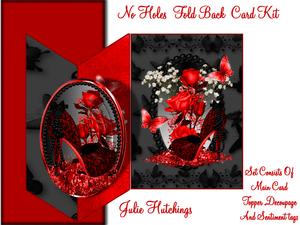 Designer Style Red and Black Lace Shoes No Holes Fold Card