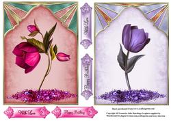 2x Beautiful Floral Card Toppers