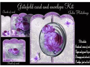 Beautiful Vintage Purple Roses Gatefold Card Kit
