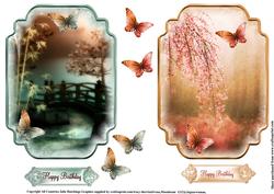2 x Oriental Scene Shaped Card Toppers