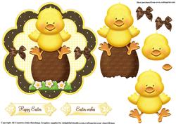Cute Easter Chick Scalloped Card Topper