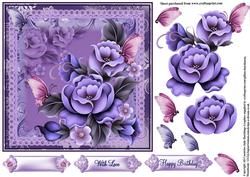Enchanted Flora in Blue and Lilac Tones Topper