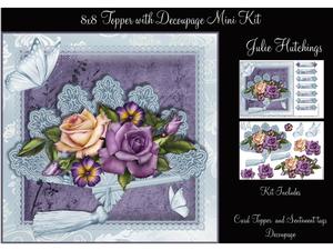 Blue Fan and Roses 8x8 Topper Mini Kit