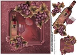 Masculine Red Wine 8x8 Card Topper