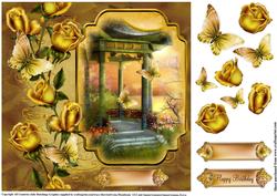 Oriental and Yellow Rose Card Topper