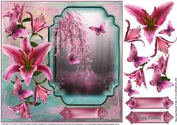 Beautiful Oriental Blossom and Lily's Card Topper