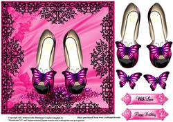 Hot Pink Butterfly Shoes Topper