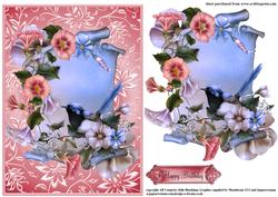 Beautiful Floral Scroll in Dusky Pink Frame