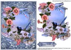 Moonlight Blue Framed Enchanted Floral Scroll