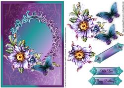 Pretty Fantasy Floral and Flutters in a Frame