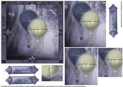 Misty Blue Hot Air Balloons Pyramid Layer Topper