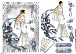Art Deco Lady in White Shimmering Topper