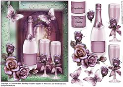 Shimmering Pink Champagne and Roses Topper