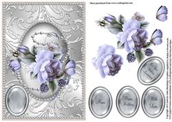 Delicate Rose in a Silver Shimmering Pearl Frame