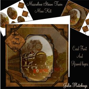 Masculine Steam Train Card Front Mini Kit
