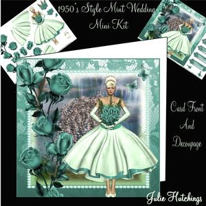 1950's Style Mint Wedding Card Front Mini Kit
