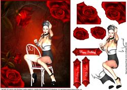 50's Pin Up Red Rose Topper