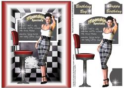 Pin Up Girl in Capri Pants Card Topper