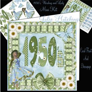 1950's Wording in Sage Green and Blue Card Front