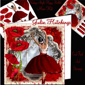 The Vintage Style Poppy Ballet Card Front Mini Kit
