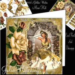 1950's Golden Wishes Card Front Mini Kit