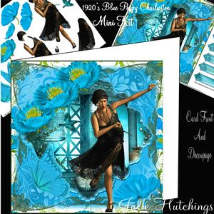 1920's Blue Poppy Charleston Card Front Mini Kit