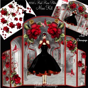 1950's Red Rose Patio Fold Card Mini Kit