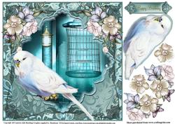 Beautiful Budgerigar and Flowers Topper