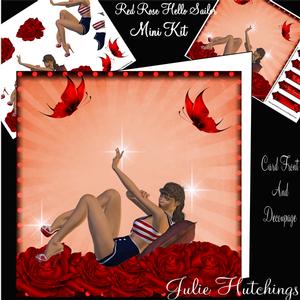 1950's Red Rose Hello Sailor Pin Up Girl